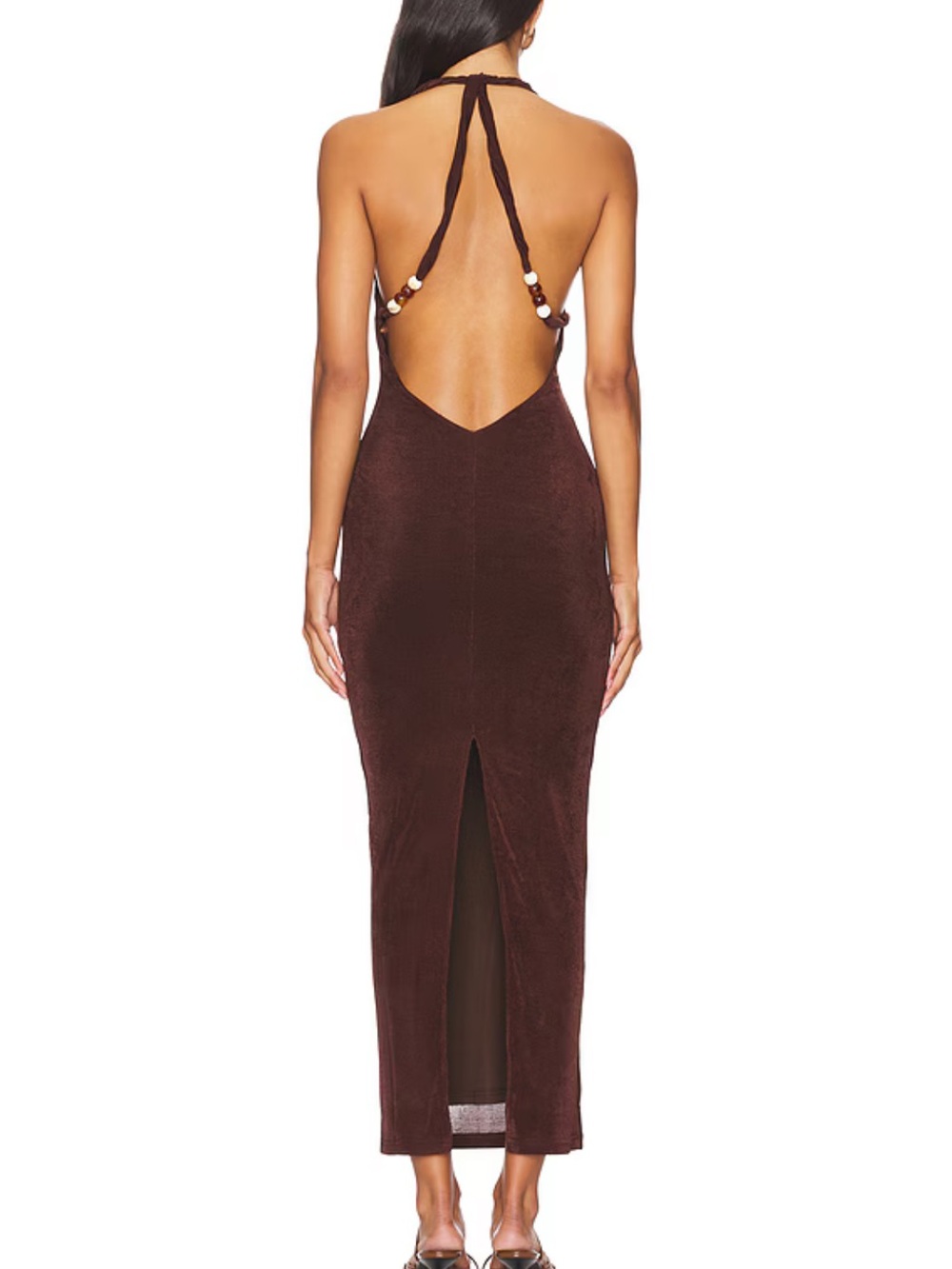 Brown Halter Cowl Neck Dress - Enora Maxi Dress in Espresso - Picture 3 of 3